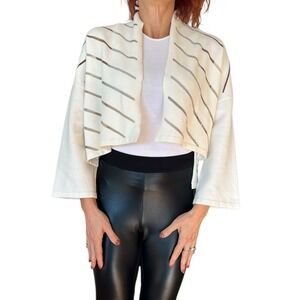 Pier Antonio Gaspari creme open wool knit crop laser cut cardigan sweater‎ 38 M